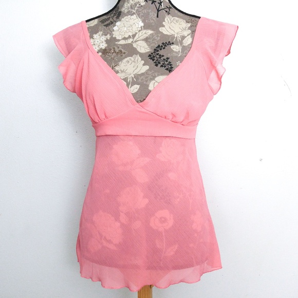 Solar Tops - Chiffon Peach Tank Top by Solar Sz L